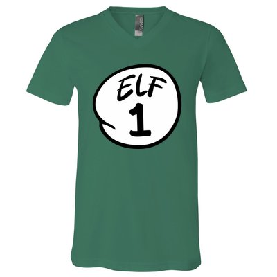 Elf 1 2 3 4 5 Custom Number Christmas V-Neck T-Shirt