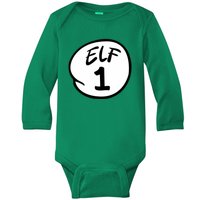 Elf 1 2 3 4 5 Custom Number Christmas Baby Long Sleeve Bodysuit