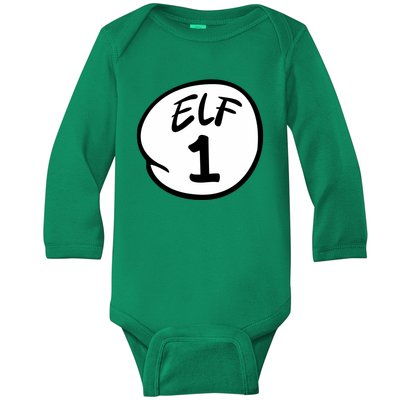 Elf 1 2 3 4 5 Custom Number Christmas Baby Long Sleeve Bodysuit