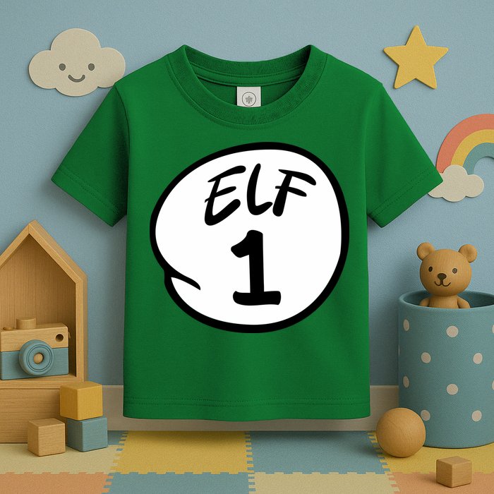 Elf 1 2 3 4 5 Custom Number Christmas Toddler T-Shirt