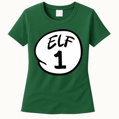 Elf 1 2 3 4 5 Custom Number Christmas Womens T-Shirt