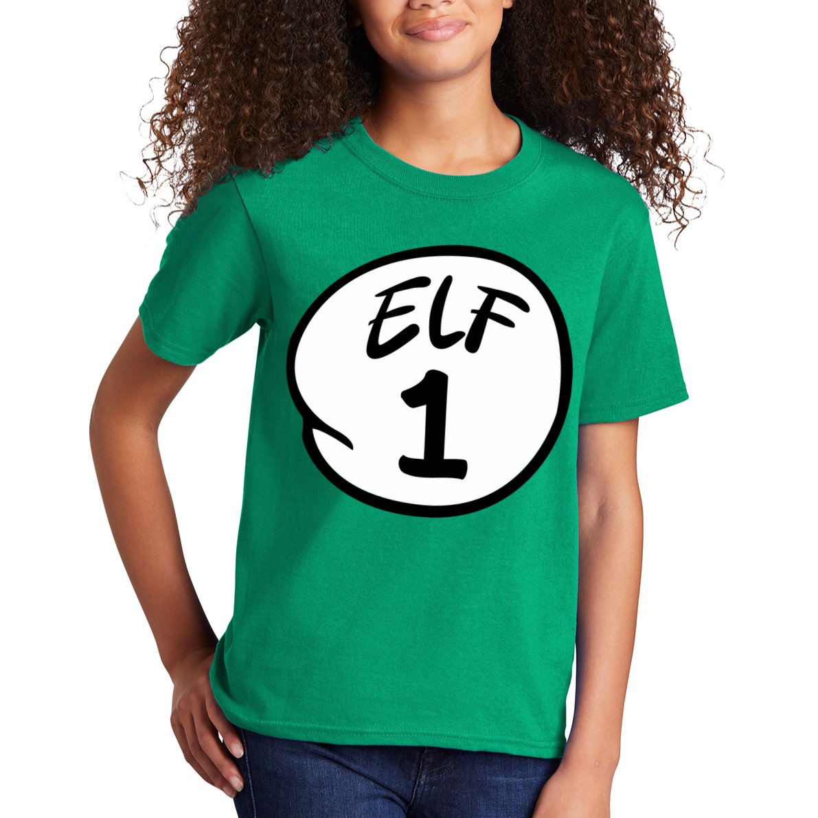 Elf 1 2 3 4 5 Custom Number Christmas Kids T-Shirt