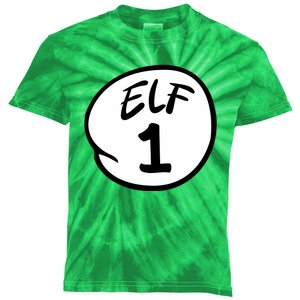 Elf 1 2 3 4 5 Custom Number Christmas Kids Tie-Dye T-Shirt