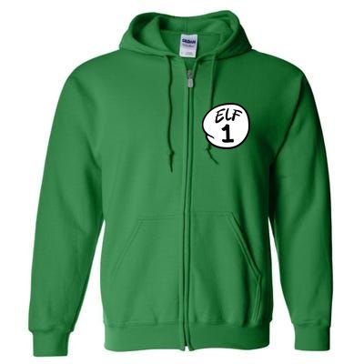 Elf 1 2 3 4 5 Custom Number Christmas Full Zip Hoodie