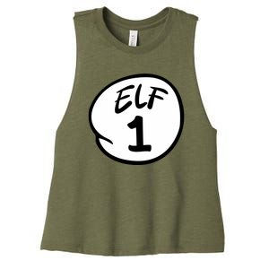 Elf 1 2 3 4 5 Custom Number Christmas Women's Racerback Cropped Tank