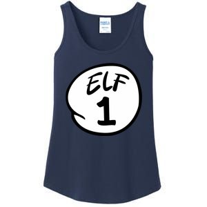 Elf 1 2 3 4 5 Custom Number Christmas Ladies Essential Tank