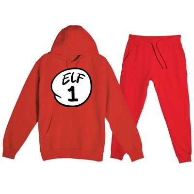 Elf 1 2 3 4 5 Custom Number Christmas Premium Hooded Sweatsuit Set