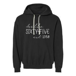 Est. 1958  65th Birthday Garment-Dyed Fleece Hoodie