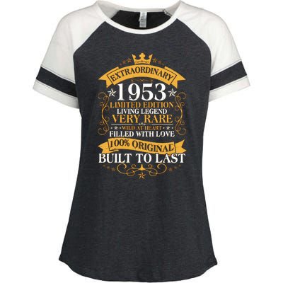 Extraordinary 1953 Limited Edition Built To Last 70th Birthday Enza Ladies Jersey Colorblock Tee