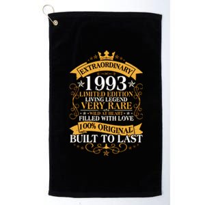 Extraordinary 1993 Limited Edition Built To Last 30th Birthday Platinum Collection Golf Towel