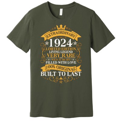 Extraordinary 1924 Limited Edition Built To Last 100th Birthday Premium T-Shirt