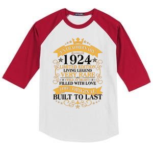 Extraordinary 1924 Limited Edition Built To Last 100th Birthday Kids Colorblock Raglan Jersey