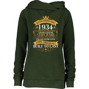 Extraordinary 1934 Limited Edition Built To Last 90th Birthday Womens Funnel Neck Pullover Hood