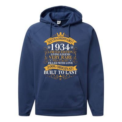 Extraordinary 1934 Limited Edition Built To Last 90th Birthday Performance Fleece Hoodie