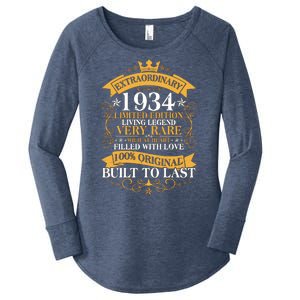 Extraordinary 1934 Limited Edition Built To Last 90th Birthday Women's Perfect Tri Tunic Long Sleeve Shirt