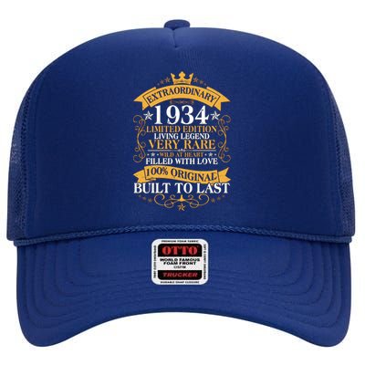 Extraordinary 1934 Limited Edition Built To Last 90th Birthday High Crown Mesh Back Trucker Hat