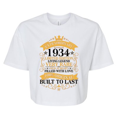 Extraordinary 1934 Limited Edition Built To Last 90th Birthday Bella+Canvas Jersey Crop Tee