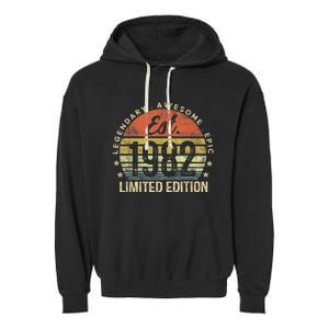 Est 1982 Limited Edition 41st Birthday Gifts 41 Year Old Garment-Dyed Fleece Hoodie