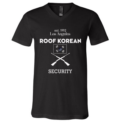 Est 1992 Los Angeles Roof Korean Security V-Neck T-Shirt