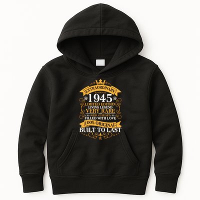 Extraordinary 1945 Limited Edition Built To Last 80th Birthday Kids Hoodie
