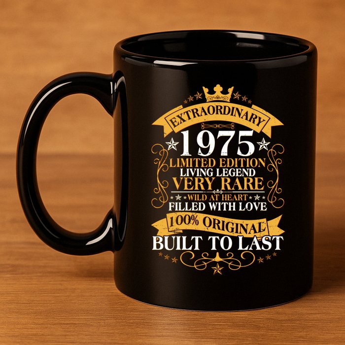 Extraordinary 1975 Limited Edition Built To Last 50th Birthday 11oz C Handle Ceramic Mug