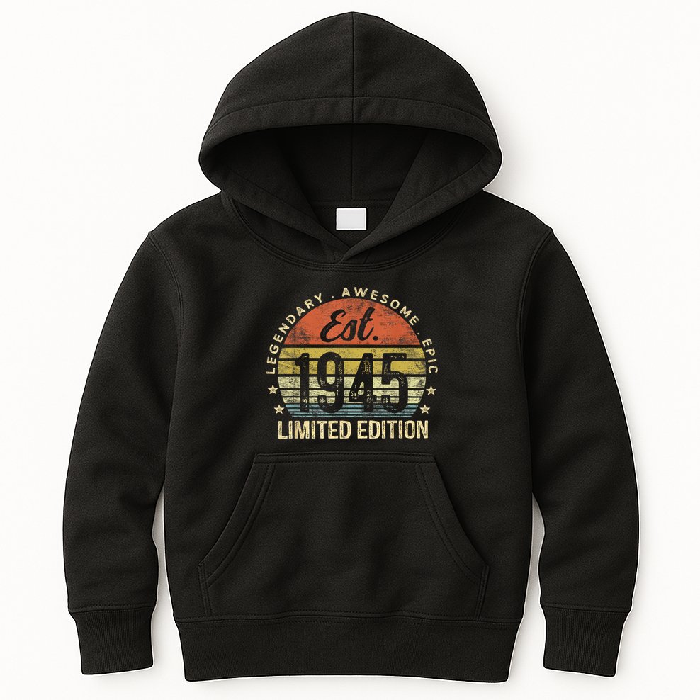 Est 1945 Limited Edition 80th Birthday Vintage 80 Year Old Kids Hoodie