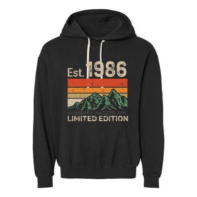 Est 1986 Legendary Awesome Epic Limited Edition 38 Year Old Garment-Dyed Fleece Hoodie