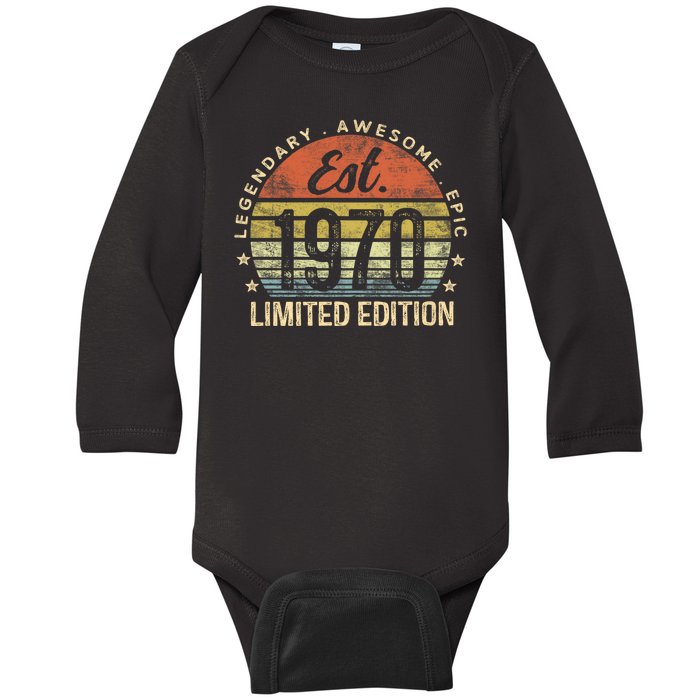 Est 1970 Limited Edition 54th Birthday Vintage 54 Year Old Born In 1970 Establ Baby Long Sleeve Bodysuit