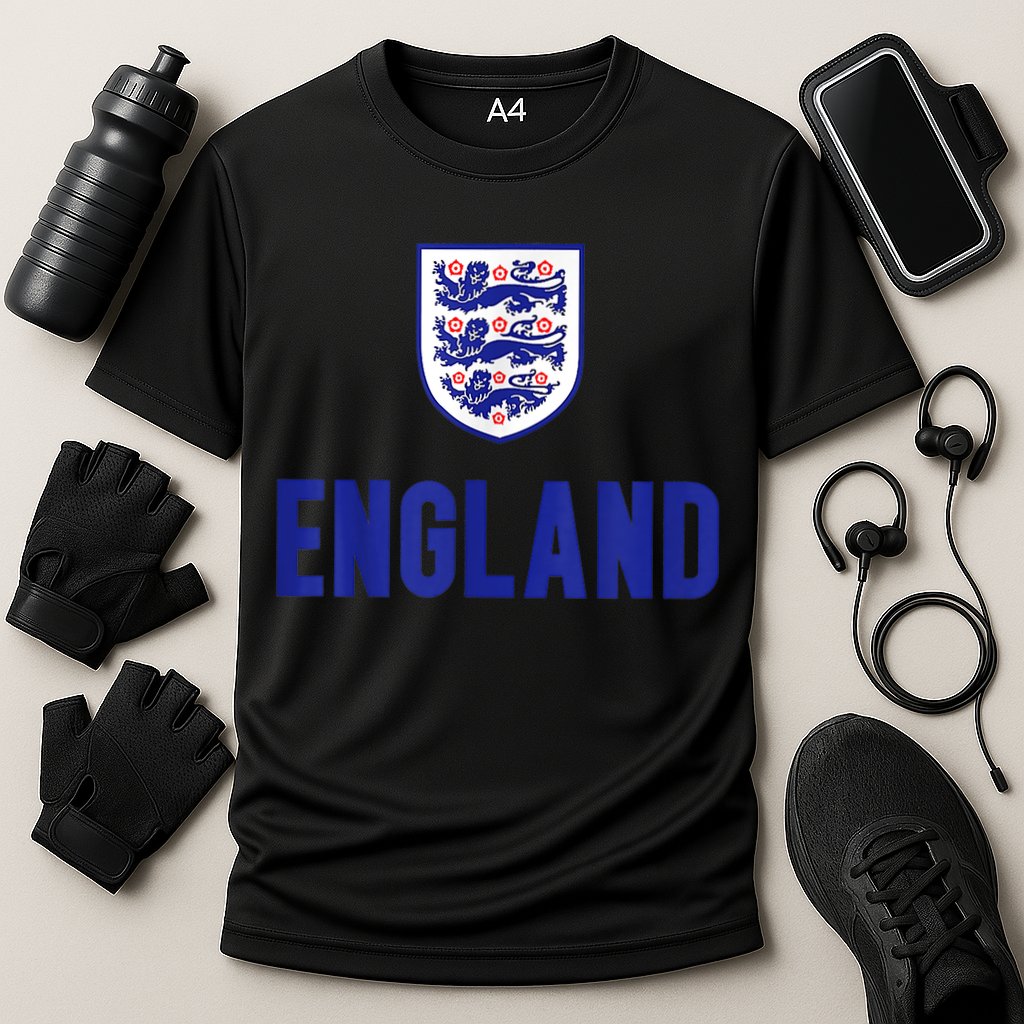 England 1982 Soccer Team Jersey British Three Heraldic Lions Cooling Performance Crew T-Shirt