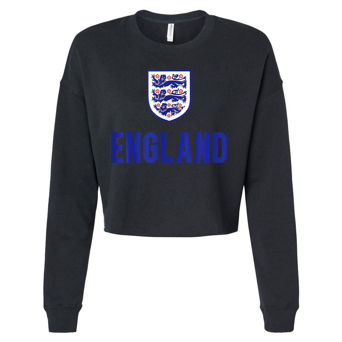 England 1982 Soccer Team Jersey British Three Heraldic Lions Cropped Pullover Crew