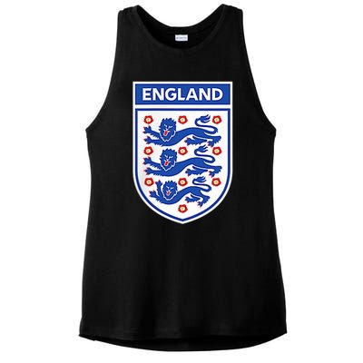 England 1982 Soccer Team Jersey British Three Heraldic Lions Ladies PosiCharge Tri-Blend Wicking Tank