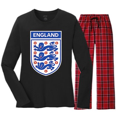 England 1982 Soccer Team Jersey British Three Heraldic Lions Women's Long Sleeve Flannel Pajama Set 