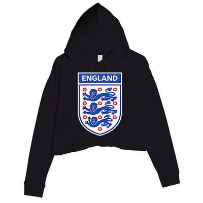 England 1982 Soccer Team Jersey British Three Heraldic Lions Crop Fleece Hoodie