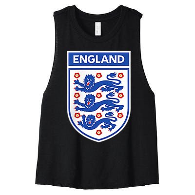 England 1982 Soccer Team Jersey British Three Heraldic Lions Women's Racerback Cropped Tank