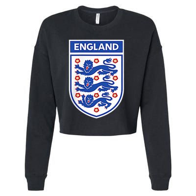 England 1982 Soccer Team Jersey British Three Heraldic Lions Cropped Pullover Crew