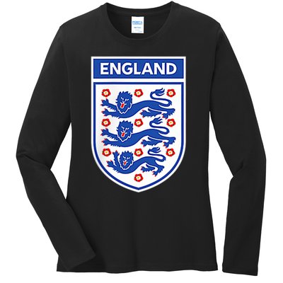 England 1982 Soccer Team Jersey British Three Heraldic Lions Ladies Long Sleeve Shirt