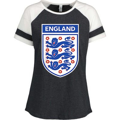 England 1982 Soccer Team Jersey British Three Heraldic Lions Enza Ladies Jersey Colorblock Tee