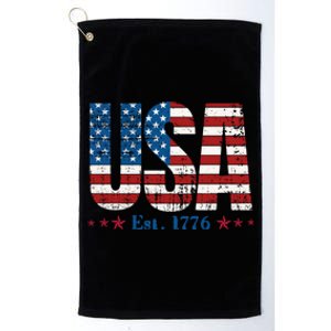 Est 1776 USA Patriotic American Flag Platinum Collection Golf Towel