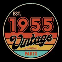 Est 1955 Vintage All Original Parts 70th Birthday Emblem Baby Bodysuit