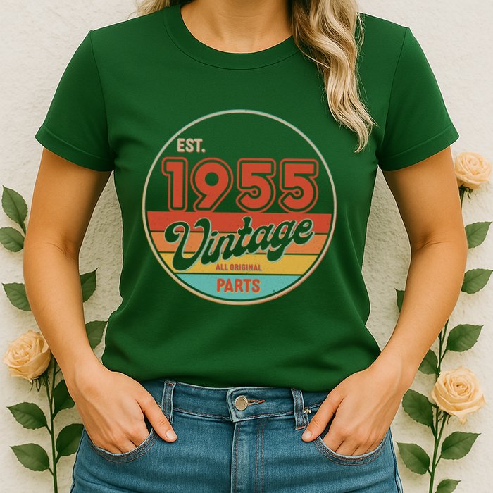 Est 1955 Vintage All Original Parts 70th Birthday Emblem Womens T-Shirt