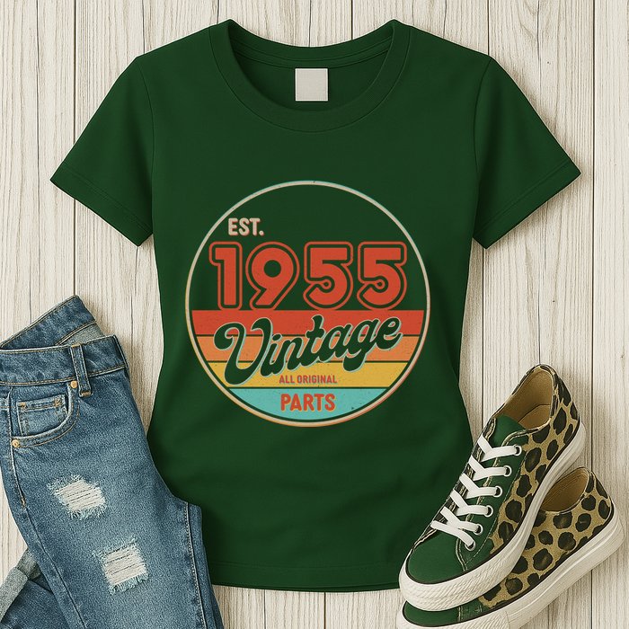 Est 1955 Vintage All Original Parts 70th Birthday Emblem Womens T-Shirt