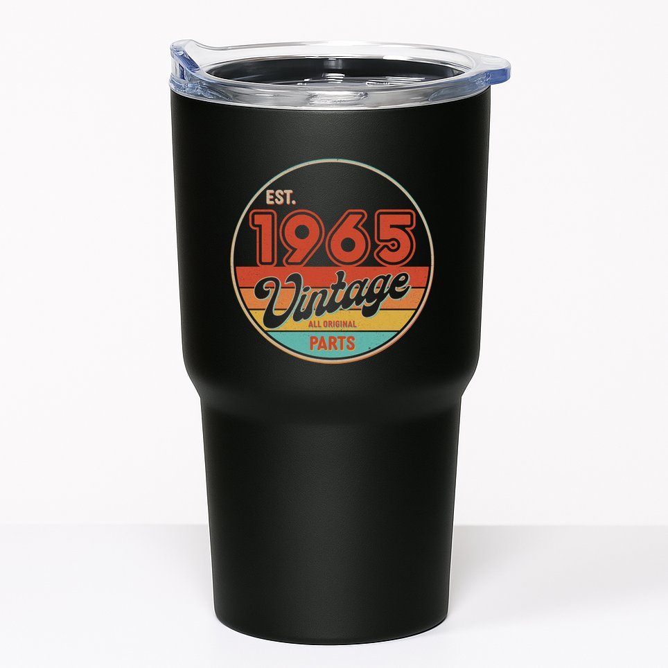 Est 1965 Vintage All Original Parts 60th Birthday Emblem Tumbler