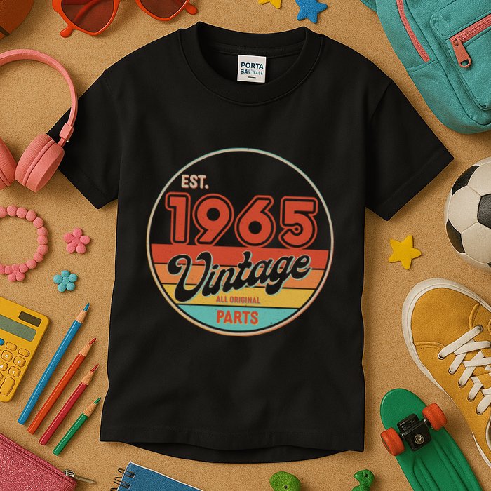 Est 1965 Vintage All Original Parts 60th Birthday Emblem Kids T-Shirt