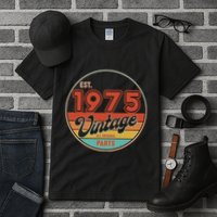 Est 1975 Vintage All Original Parts 50th Birthday Emblem Tall T-Shirt