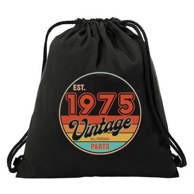 Est 1975 Vintage All Original Parts 50th Birthday Emblem Drawstring Bag