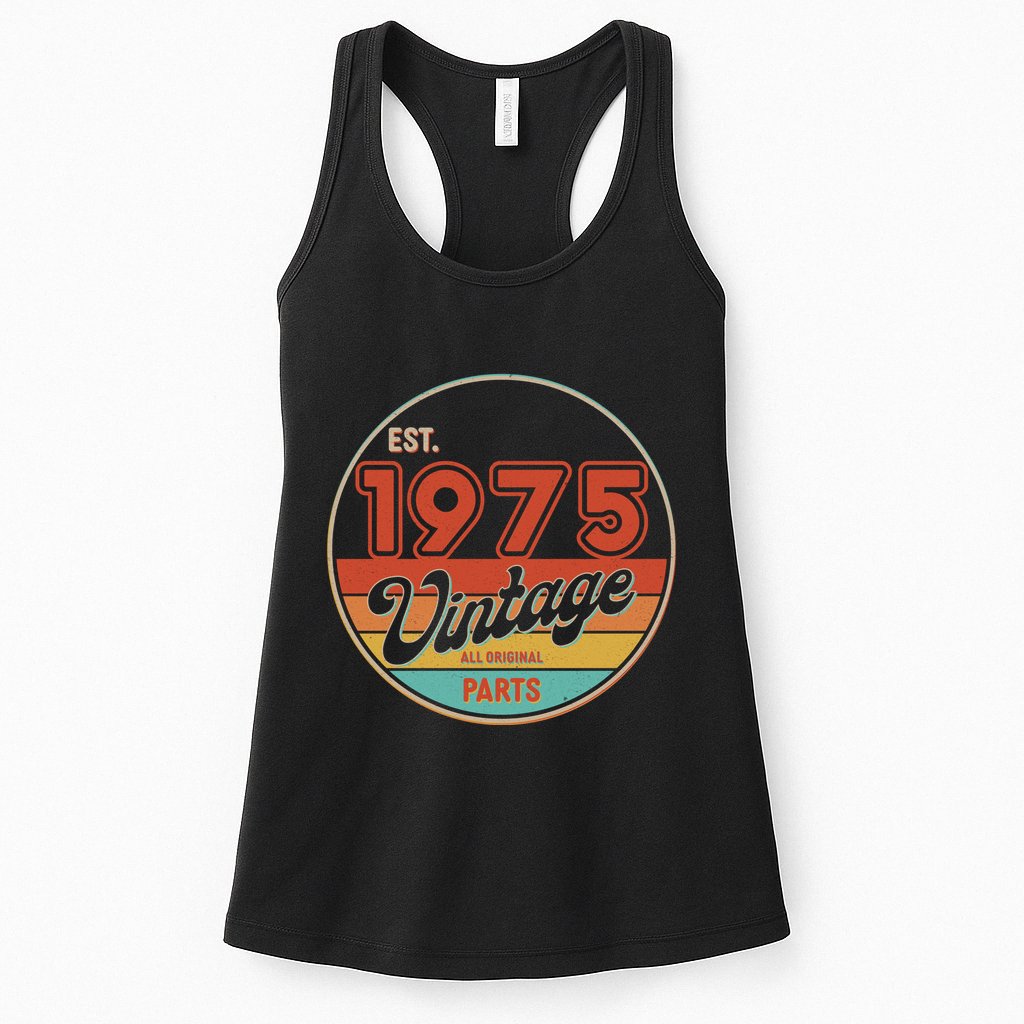 Est 1975 Vintage All Original Parts 50th Birthday Emblem Womens Tank Top