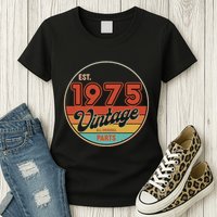 Est 1975 Vintage All Original Parts 50th Birthday Emblem Womens T-Shirt