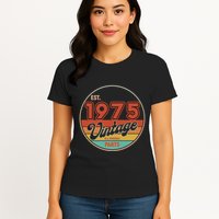 Est 1975 Vintage All Original Parts 50th Birthday Emblem Womens T-Shirt