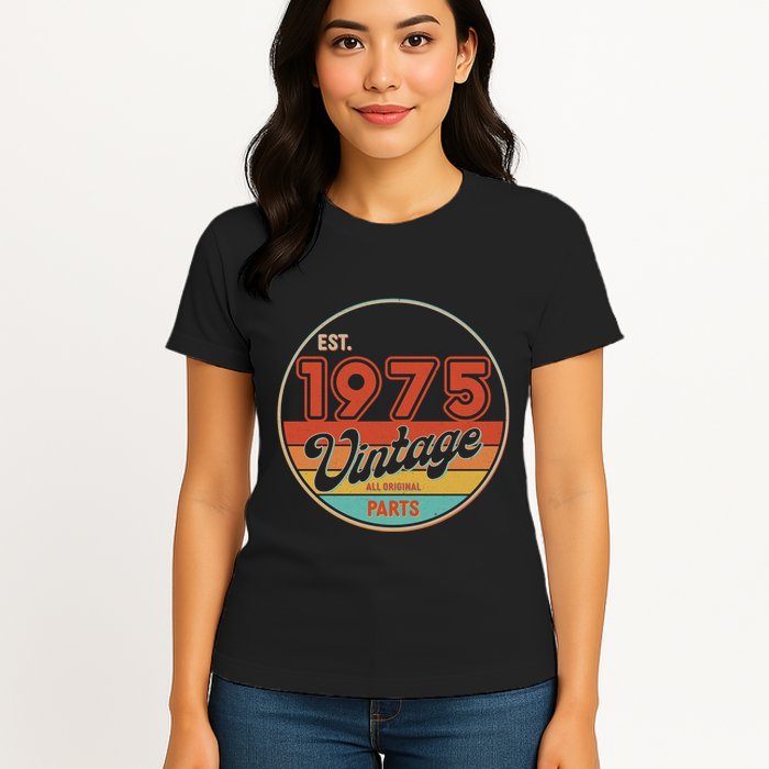 Est 1975 Vintage All Original Parts 50th Birthday Emblem Womens T-Shirt
