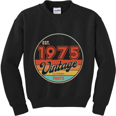 Est 1975 Vintage All Original Parts 50th Birthday Emblem Kids Sweatshirt